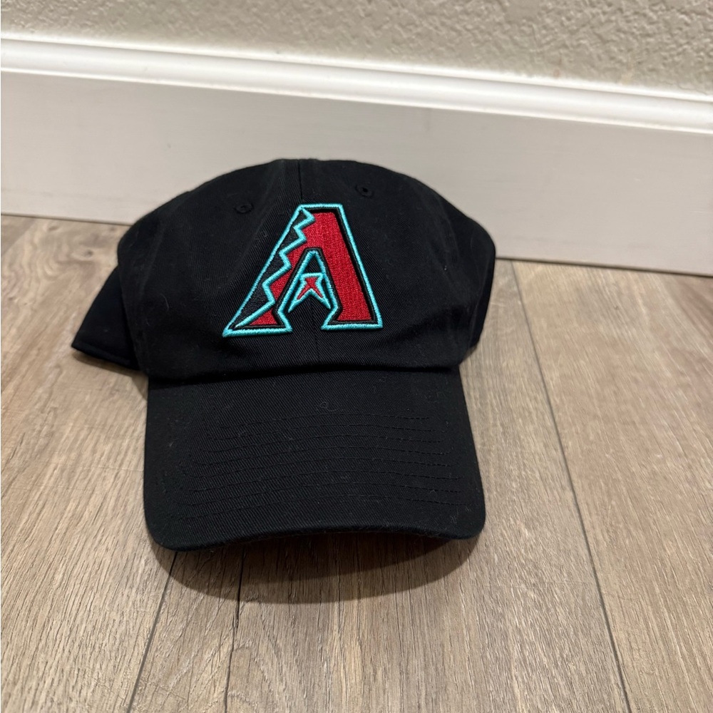 Black Baseball Cap with Red and Teal Logo